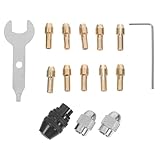 LIFKOME Drill Chuck Collet Set with Copper Shaft and Lock Nut, Includes 2 Nuts, 1 Standard Chuck, 10 Copper Collets, and 2 Wrenches for Rotary Tool Grinding and Metal Engraving Industrial