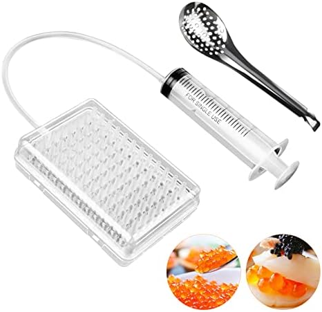 Gimify Caviar Maker Box, Spherification Dropper | Molecular Gastronomy Kit | 96 Holes Roe Sauce Dispenser Strainer Tools with Spoon & Syringe