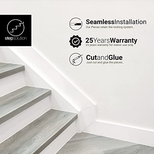 Step Solution Stair Treads And Filler Combo Kit - Vinyl Planks On Stairs - Match Home Depot Vinyl Floor Colors - Seamless Bullnose - 42" Length - Sterling Oak Tread (2 Pack) #TOP3
