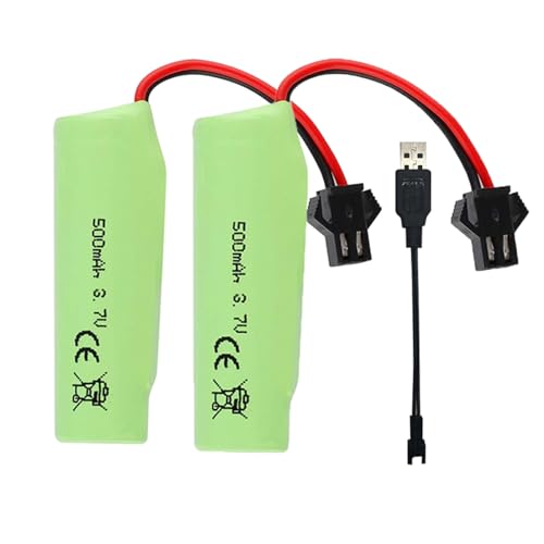 Pinsinholy Lot de 2 batteries rechargeables 3,7 V 500 mAh 1S avec SM-2P pour voitures RC bateau RC camion RC Stunt Car