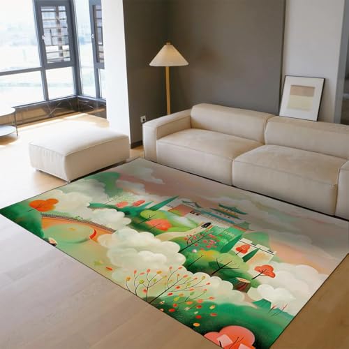 Tapis de château de Dessins animés colorés et rêveurs aux finitions soignées