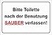 10cm! 2Stück!Aufkleber-Folie Wetterfest Made IN Germany WC Toilette Klo sauber halten verlassen reinigen Klobürste benutzen S951 UV&Waschanlagenfest-Auto-Sticker Decal Profi Qualität