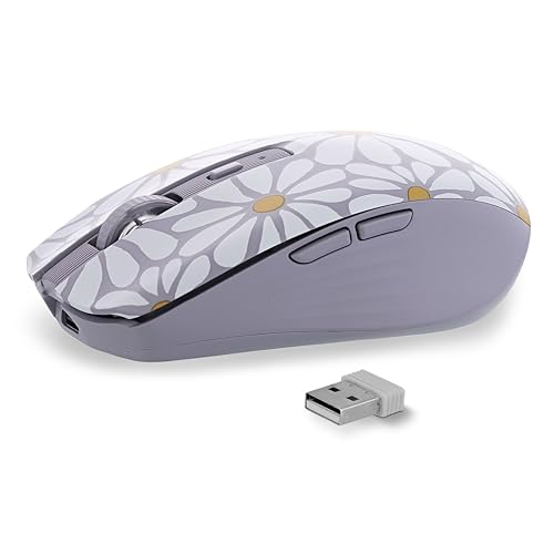 T'nB - Wireless Mouse, Fashionable Colourful Design, Dual Bluetooth and USB-A Modes, Rechargeable High Autonomy, Accuracy 1600 DPI, 6 Buttons - Flower Model