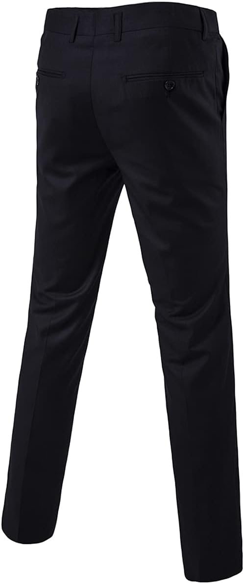 Mens Classic Slim Fit Fit Stretch Flat Front Slacks Dress Pants - Image 3