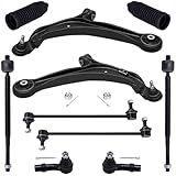 TUCAREST 10Pcs Suspension Kit Fit For 2011-2017 Ho-nda Odyssey, 2 Front Lower Control Arm with Ball joint + 4 Outer Inner Tie Rod + 2 Sway Bar + 2 Boots [# K622002 K622210 K750304 ES800333 EV800909]
