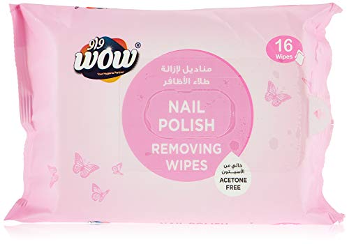 WOW Nail Polish Remover 16s Wipes Acetone Free