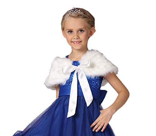 Flower Girls Faux Fur Shoulder Cape Winter Warm Party Wedding Wraps Capelets Clothes