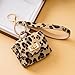 WSTWYC leopard print keychain for Women，fashion Leopard Print Small Bag Shape Key Chain Rings Charms Bagchain Keyring (light brown)