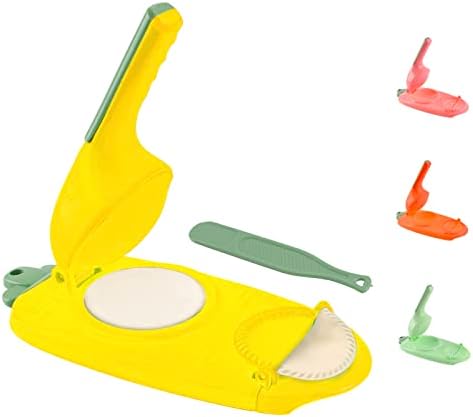 Dumpling Skin Maker Moulds, Press Molds Set Manual Tortilla Press, 10 Seconds to Make Dumplings Empanadas… (Yellow)