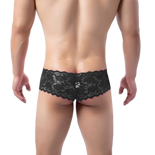 Mens Sissy Lace Thongs Transparent Panties G-Strings Briefs Jockstraps Underwear Underpants for Men4