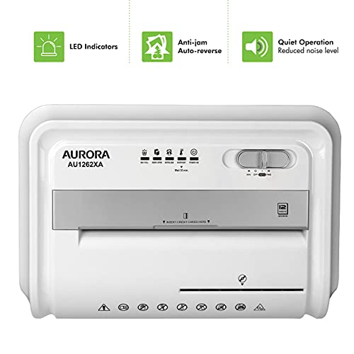 Aurora Au1262Xa Anti-Jam 12-Sheet Crosscut Paper And Cd/Credit Card Shredder, White/Gray #TOP4