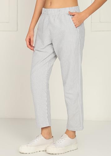 Image of Alan Jones Clothing Womens Mid Rise Cotton Relaxed Ankle Pants | 100% Cotton