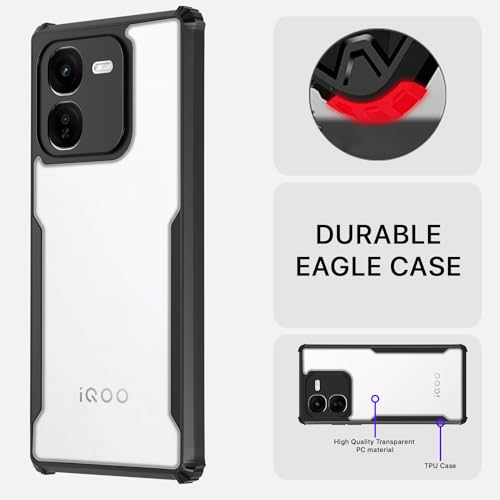 Image of Pikkme IQOO Z9x 5G Back Cover | Crystal Clear Transparent Back | Ultra Hyrbid | Full Camera Protection | Raised Edge | Bumper Back Case (Black)