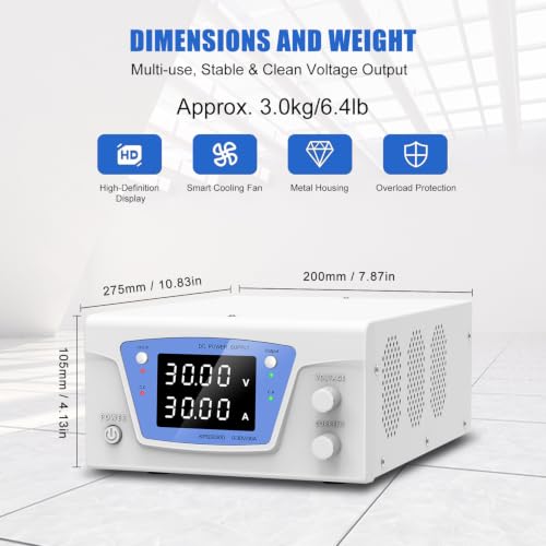 Image of DC Power Supply Variable, 30V 30A 900W Bench Power Supply with Encoder knob, High Power Adjustable Switching Power Supply with OCP Switch, Variable Power Supply with Output Enable /Disable Button