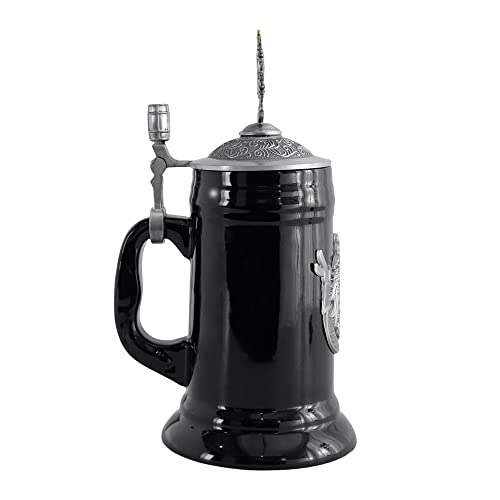 Wrendefull 0.85L Beer Stein With Matel Pewter Lid Stanley Steel Germany Oktoberfest Tankard Eagle Bierkrug Drinking Glass Horn Coffee Mug Stine For Men Can At Christmas Ornaments Cup #TOP5