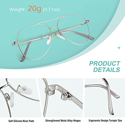 Image of GQUEEN Fake Glasses Women Men Clear Lens Metal Frame UV400 Protection Fashion Retro Pilot Style Eyeglasses
