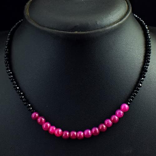 53 Cts Earth Mined Single Strand Spinel & Onyx Beads Womens Necklace CHIK_NECKLACE-30248