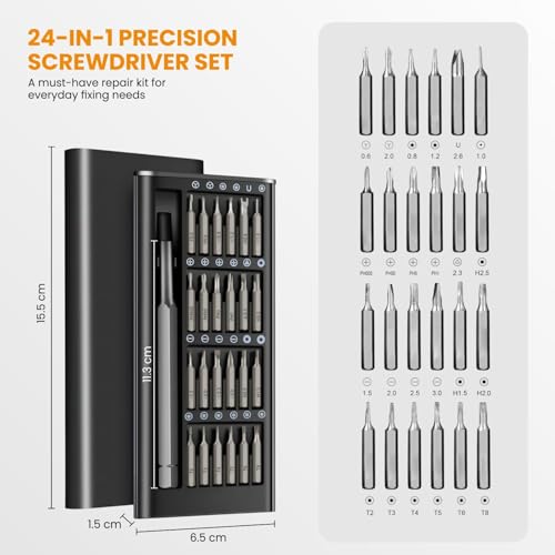 Image of Electric Screwdriver Bit Extender Box 24 in 1 Screwdriver Tool Kit Set with a Magnetic Bit Holder Perfect for Household&auto Repair