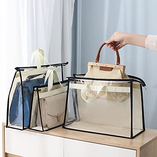 Interesse 9 Pack Dust Bags for Handbags, Clear Handbag Storage, Purse Storage Organizer for Closet, Purse Cover Hanging Closet Organizer with Zipper