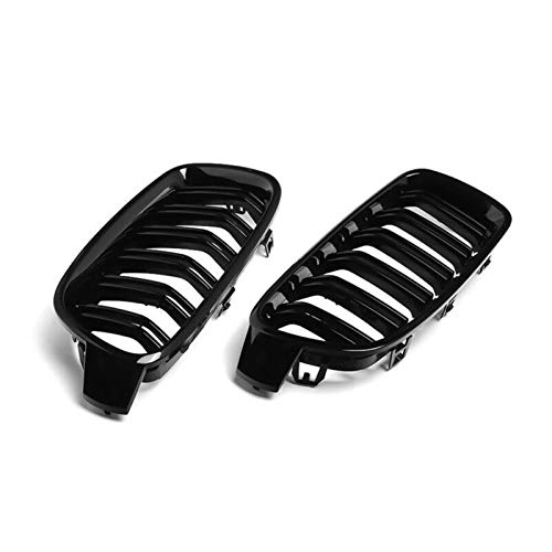 Zwbfu 2 peças preto brilhante para-choque dianteiro capô grade de rim de linha dupla grade de corrid