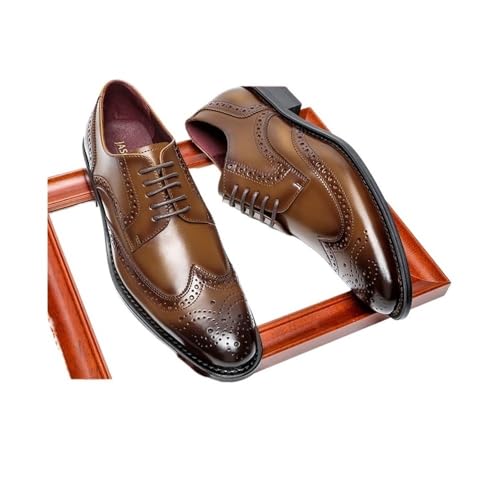 Summer Business Men's Casual Leather Shoes Gentleman Men's Leather Shoes Oxfords(Brown,9.5)2