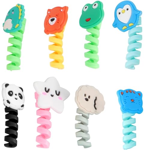 Tinkber 8 Pezzi Maniche Protettive in Silicone per Cavo Dati, Carino Avvolgitore in Silicone per Cavo Dati, Adatto per Cavo di Ricarica E Cavo Dati per Telefono Cellulare