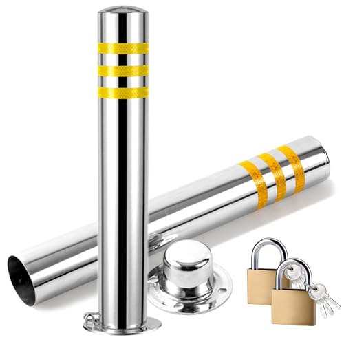 Barrière de stationnement pour voiture amovible argentée lot de 2
