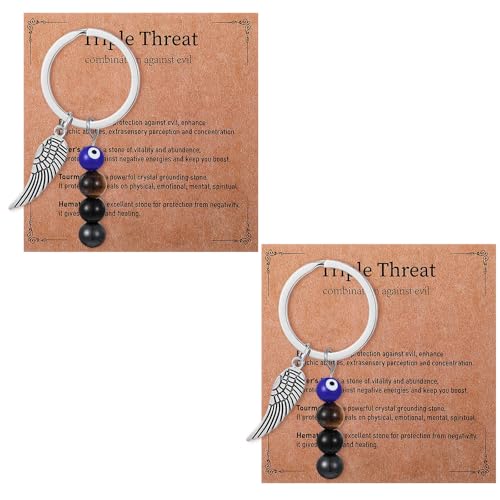 Andibro Healing Crystal Keychain, Protection Evil Eye Keychain Gift for