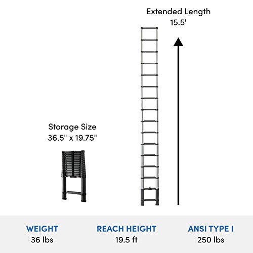 Xtend & Climb Contractor Series 155+/250 Telescoping ladder, Black - Thumbnail 3