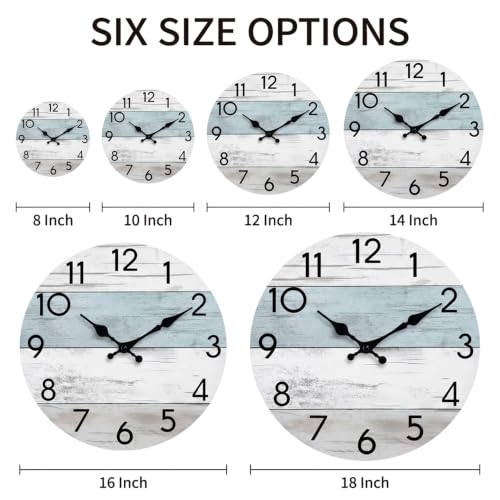 KECYET 8 Inch Wall Clock, Silent Battery Operated Analog Clock, Blue White - Image 3