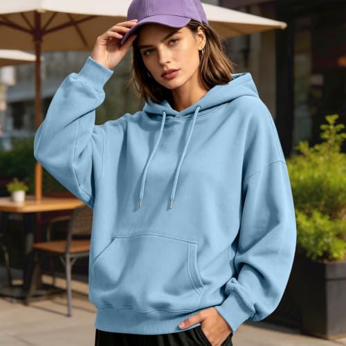 Womens Hooded Sweatshirt Oversized Hoodies Long Sleeve Tops Pullover | Drawstring, Kangaroo Pocket, Drop Shoulder, Vintage, Preppy, Soft Fabric, Vacation, Solid Sweat Shirt, Comfort Hoodie - image 3