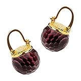 Crystal Earrings for Women,18k Gold Plated, Sparkly Austrian Crystal Ball Dangle Earrings (Plum Purple)