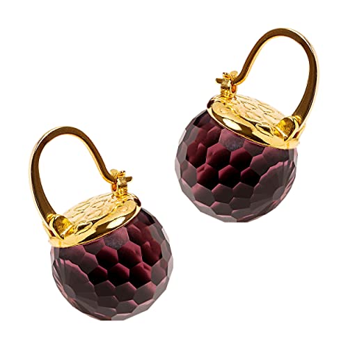 Image of Crystal Earrings for Women, Sparkly Austrian Crystal Disco Ball Earrings, 18K Gold Plated Post Drop Earrings with Colorful Spheres, Hypoallergenic & Lightweight, Ideal Gift for Her