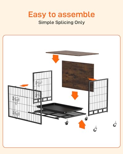 Mobília de caixa para cães, 2024 nova caixa de cachorro estilo mobiliário com bandeja e rodas removí