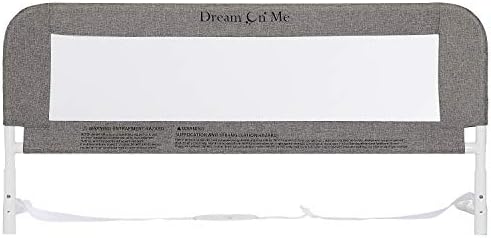 Dream On Me Lightweight Mesh Security Adjustable Bed Rail for Toddler with Breathable Mesh Fabric in Grey