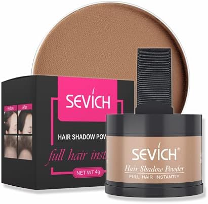 Instantly Hairline Shadow - SEVICH Hairline Powder, Quick Cover Grey Hair Root Concealer, Eyebrows & Beard Line, Hair Root Touch Up for Thinning Grey Hairline, Windproof&Sweatproof, Light Brown