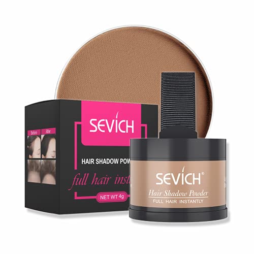Instantly Hairline Shadow - Sevich Hairline Powder, Quick Cover Grey Hair Root Concealer, Eyebrows & Beard Line, Hair Root Touch Up For Thinning Grey Hairline, Windproof&Sweatproof, Light Brown #TOP2