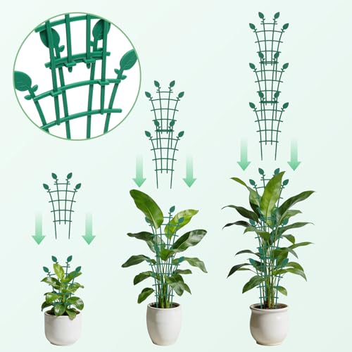 Ehpiern 4 Pack Trellis for Potted Plants, Simple to Install Stackable Small Plant Trellis for Indoor & Outdoor, Climbing Plant Support for Pothos, Houseplants Flower, Hoya, Vine, Ivy
