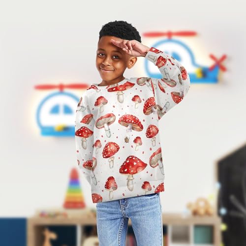 JUNZAN Red Mushrooms Little Boys Hoodie Sweatshirt Fleece Kids Hoodies Boys Camping 4T4