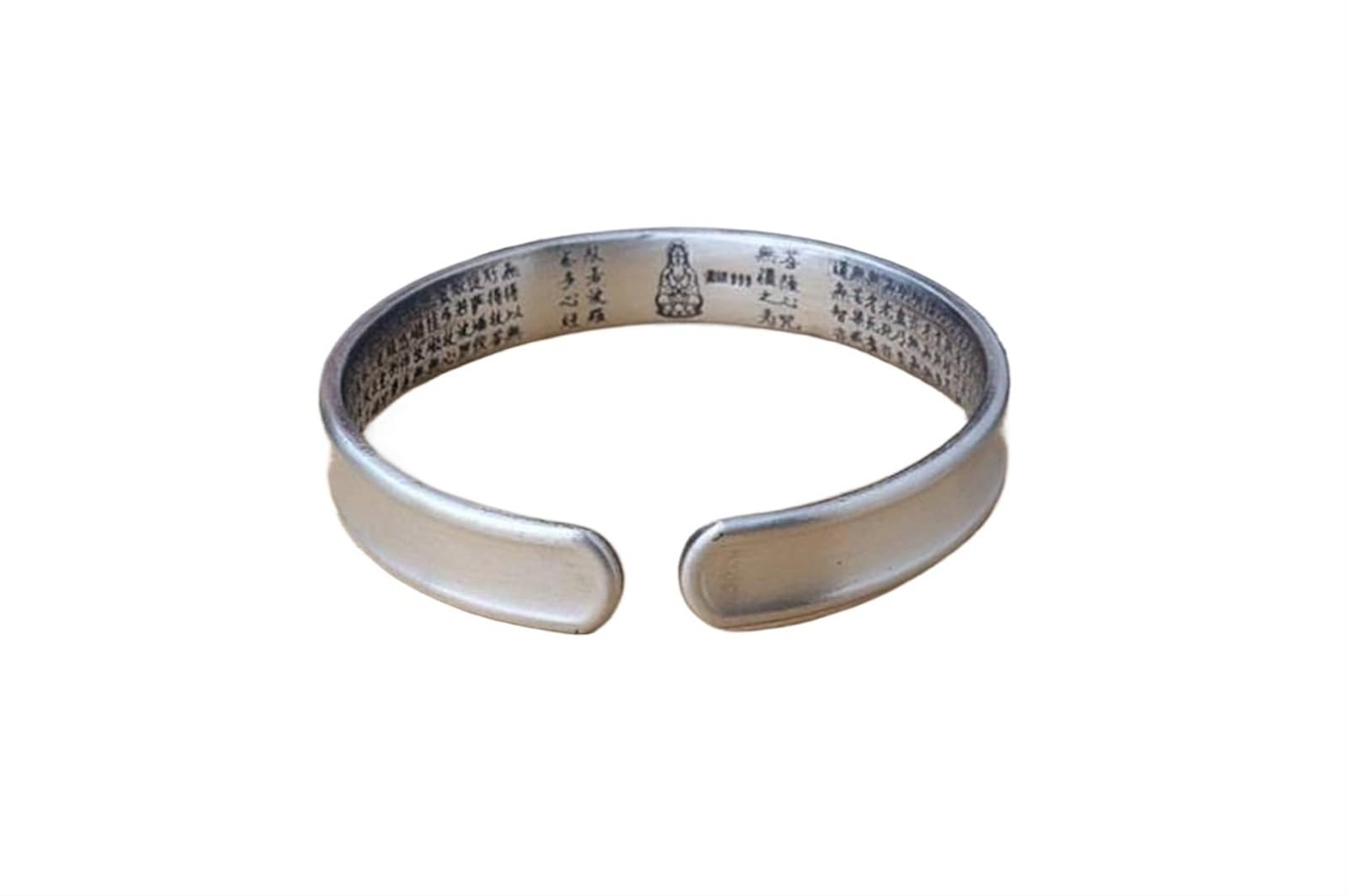 Bracciale in argento, bracciale rigido alla moda, braccialetto in argento S999 Detti buddisti Bracciale aperto Detti buddisti Bracciale in argento unisex I braccialetti da 30 g possono essere regalati