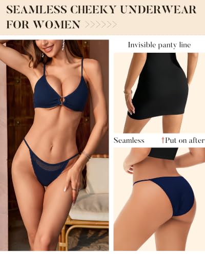 Image of LEVAO Cotton Underwear for Women, Lace Cut Out String Bikini Panties S-3XL