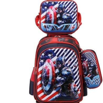 Premium Quality Backpack-, Lightweight Bookbag with 3 Compartments, Front Utility Pocket with side storage- Lunch Box & Organizer included For 6 To 12 years Old