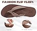 KuaiLu Womens Flip Flops Comfort Arch Support Yoga Mat Cushion Orthopedic Thong Sandals Fashion Leather Slip On Summer Beach Walking Slides Travel Outdoor Plantar Fasciitis Recovery Shoes Brown 8.5