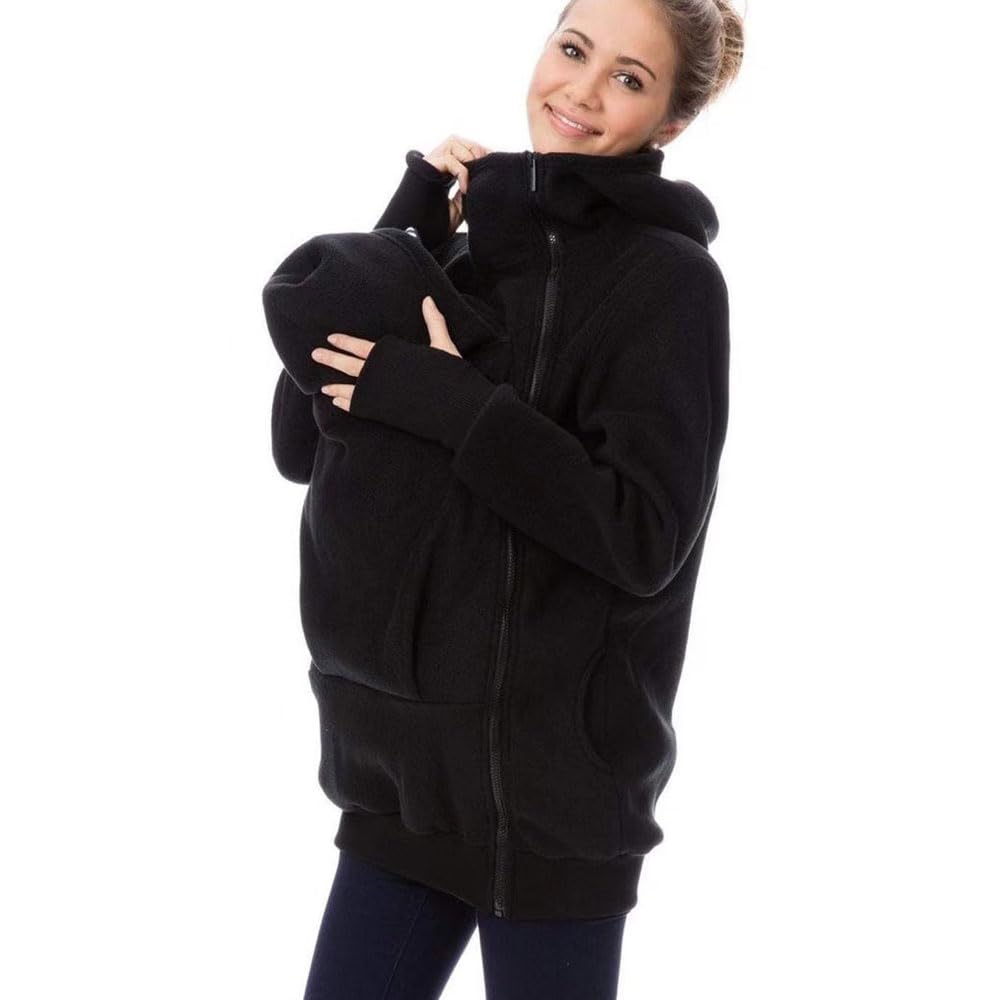 Bocianelli Damen-Fleece-Jacke mit Reißverschluss, Wintermantel, dicker Pullover, Sweatshirt, Kapuzenjacke für Damen