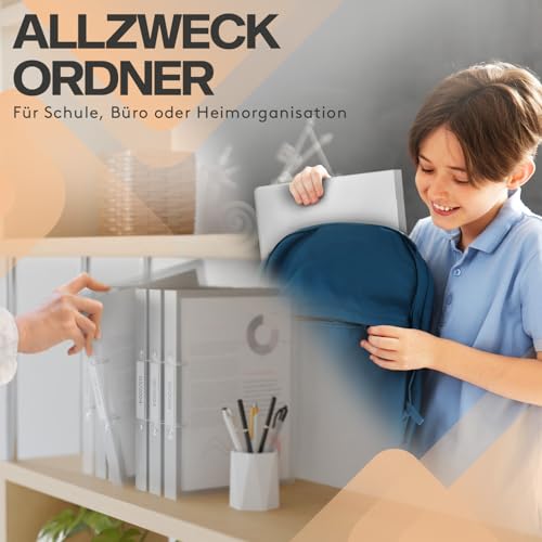 ACROPAQ - 5 x Ringbuch A4 - Mit 2 Ringen, Mit Rückenetiketten, Rückenbreite 3,5 cm, Luft, Natur Farbkollektion - Ringhefter, Ringordner, Ordner A4 Schmal, Ringmappe A4, Schulordner