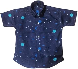 Kid's Boys Cotton Shirt Casual Wear for Children | Stylish & Comfortable Outfit for Boys | Printed Half Sleeve Shirt (3 to... Price In India
