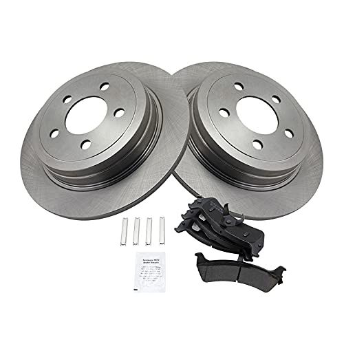 Image of TRQ Rear Brake Pad and Rotor Set Semi Metallic Solid Rotors | For 2003 Ford Explorer Sport 2003-2005 Explorer Sport Trac