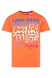 gestreiftes Necktape Camp David Herren T-Shirt mit Puff Print mit Farbverlauf Blaze Orange XXL