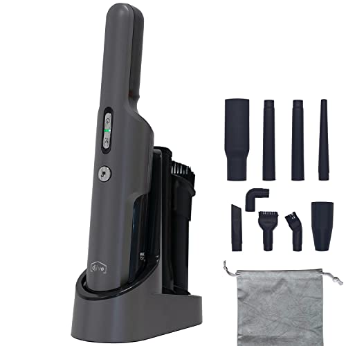 djive Ultralight Mini Aspirador de Mano sin Cable, 560gr Ligero, 15 kPa, 25min de autonomía, Aspiradora de Coche Potente sin Bolsa para la Tapicería, Sofa, Mesa y Ceniza, Aspiradora de Mano, Gris