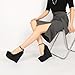 YODEKS Women Wedge High Heels Pumps Platform Round Toe Pumps Ankle Strap Wedge High Heels Dress Shoes 6 Inches Black Suede US Size 9